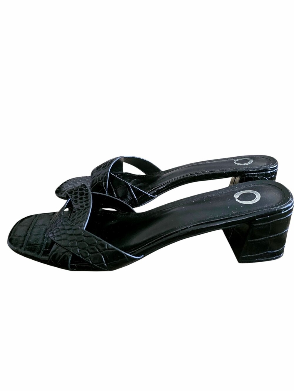 EUC | Journee Collection Perrette Black Croc-Embossed Slide Sandals Size: 12